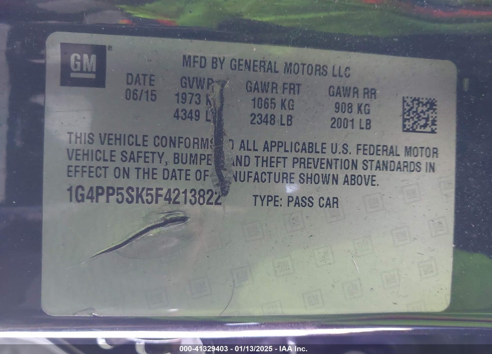 2015 BUICK VERANO VIN: 1G4PP5SK5F4213822