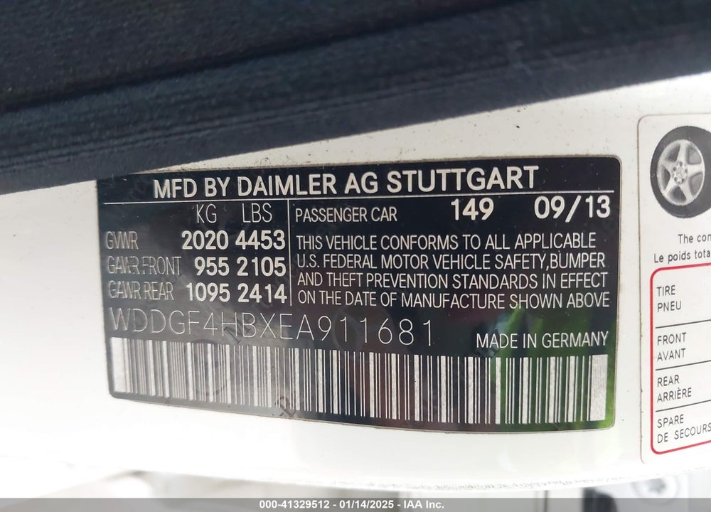 2014 MERCEDES-BENZ C VIN: WDDGF4HBXEA911681