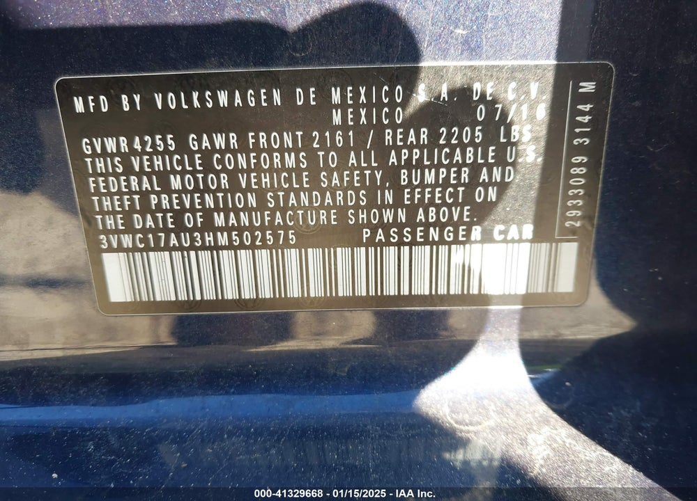 2017 VOLKSWAGEN GOLF SPORTWAGEN VIN: 3VWC17AU3HM502575