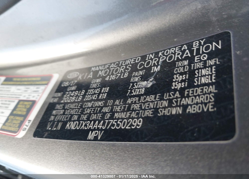 2018 KIA SOUL VIN: KNDJX3AA4J7550299