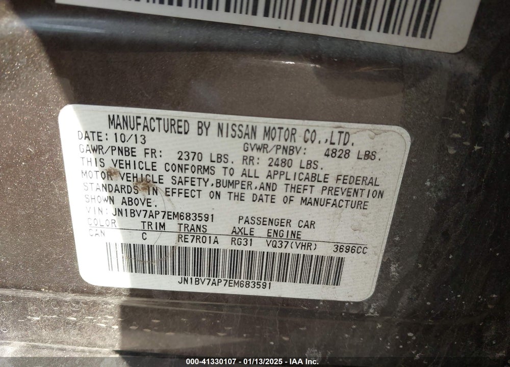 2014 INFINITI Q50 VIN: JN1BV7AP7EM683591