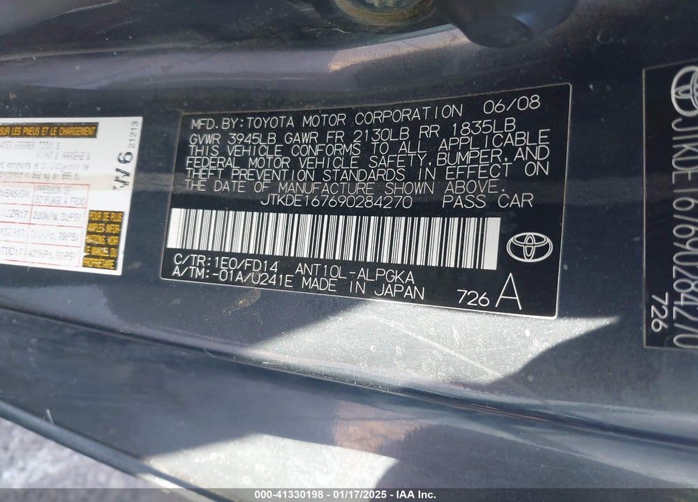 2009 TOYOTA SCION TC VIN: JTKDE167690284270
