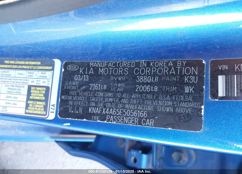 2014 KIA FORTE LX VIN: KNAFX4A65E5056166
