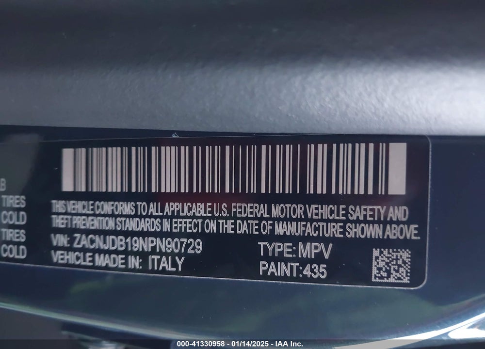 2022 JEEP RENEGADE LATITUDE 4X4 VIN: ZACNJDB19NPN90729