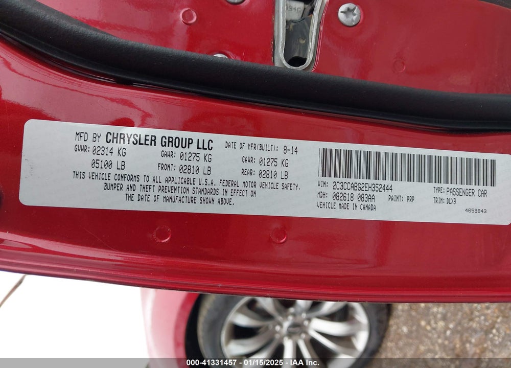2014 CHRYSLER 300 VIN: 2C3CCABG2EH352444