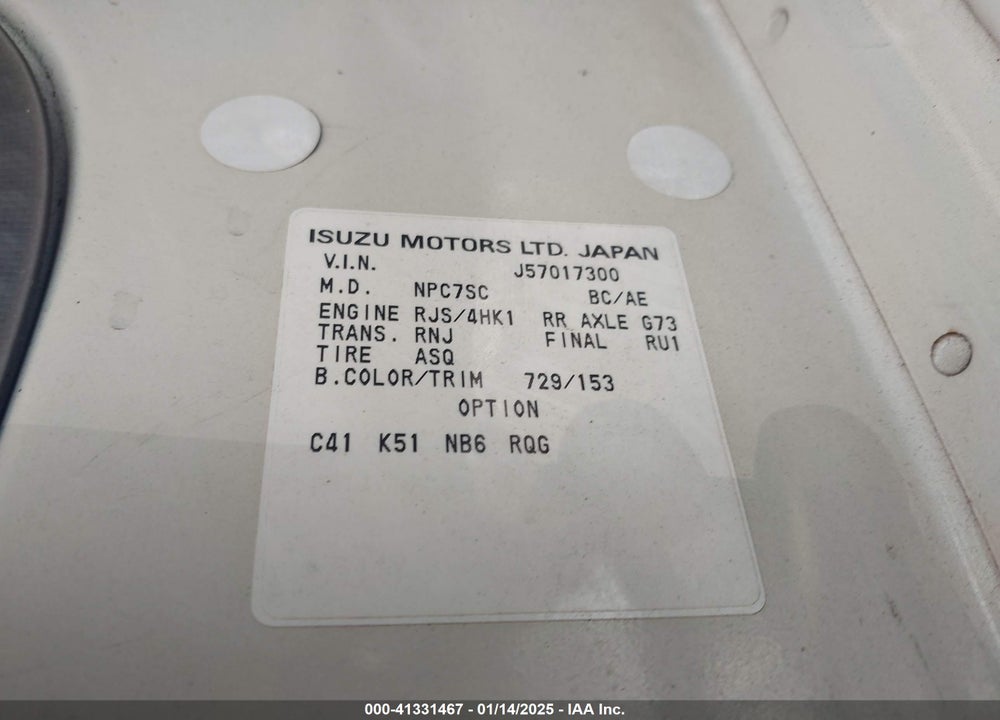 2005 ISUZU W4S042 NPR HD DSL REG VIN: JALC4B16057017300