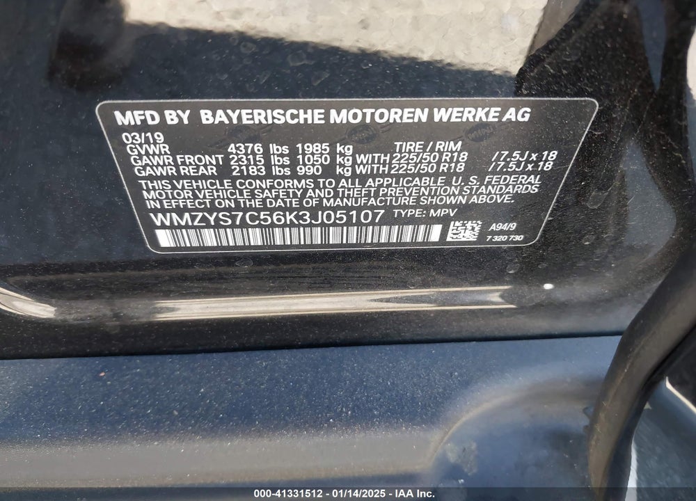 2019 MINI COUNTRYMAN COOPER VIN: WMZYS7C56K3J05107