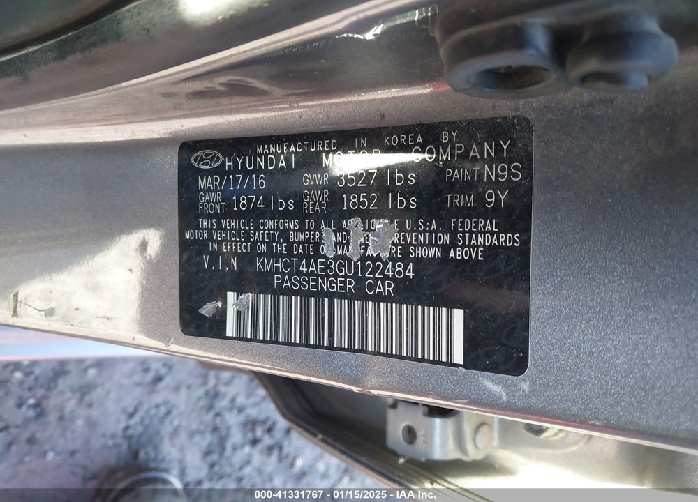 2016 HYUNDAI ACCENT SE VIN: KMHCT4AE3GU122484