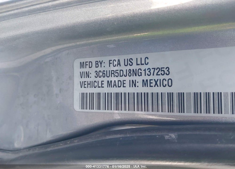 2022 RAM 2500 BIG HORN 4X4 6'4 BOX VIN: 3C6UR5DJ8NG137253