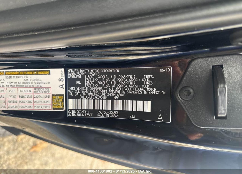 2010 TOYOTA FJ CRUISER VIN: JTEBU4BF7AK090884