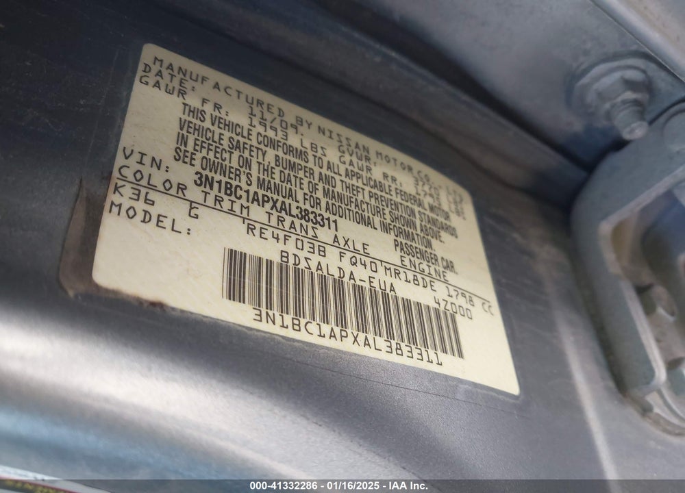 2010 NISSAN VERSA 1.8 S VIN: 3N1BC1APXAL383311