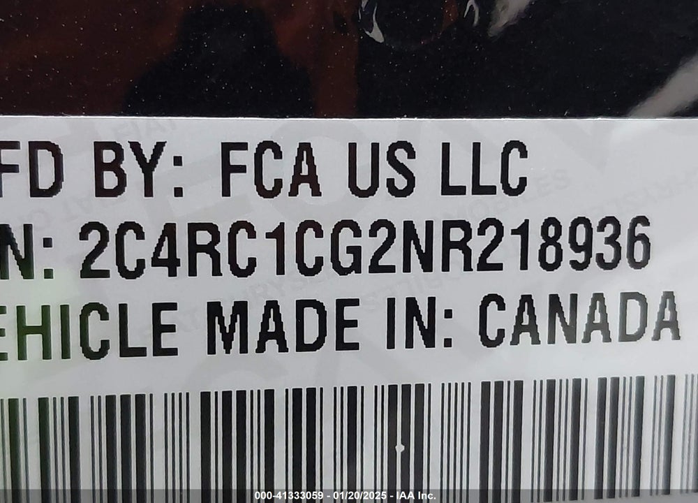 2022 CHRYSLER VOYAGER LX VIN: 2C4RC1CG2NR218936