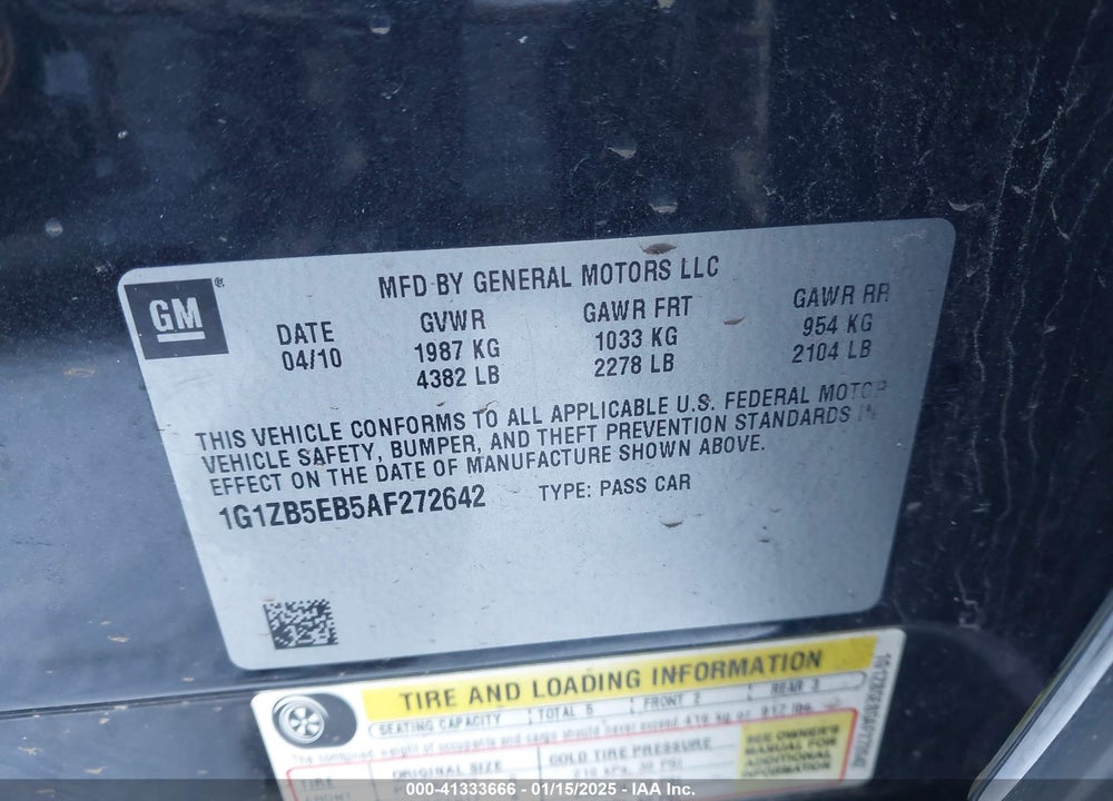 2010 CHEVROLET MALIBU LS VIN: 1G1ZB5EB5AF272642