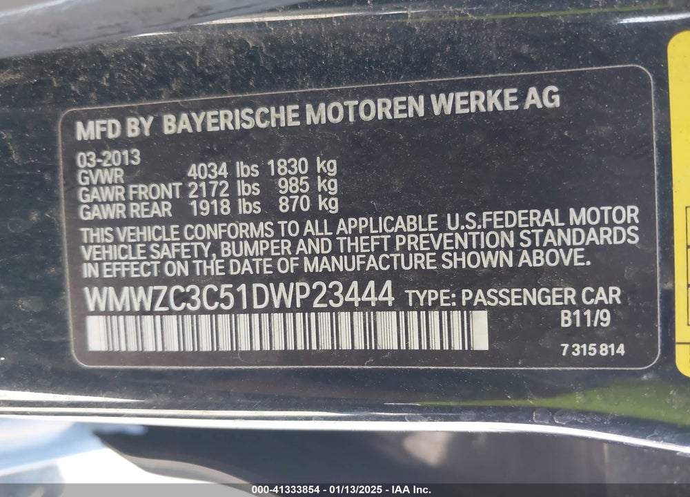 2013 MINI COUNTRYMAN COOPER S VIN: WMWZC3C51DWP23444