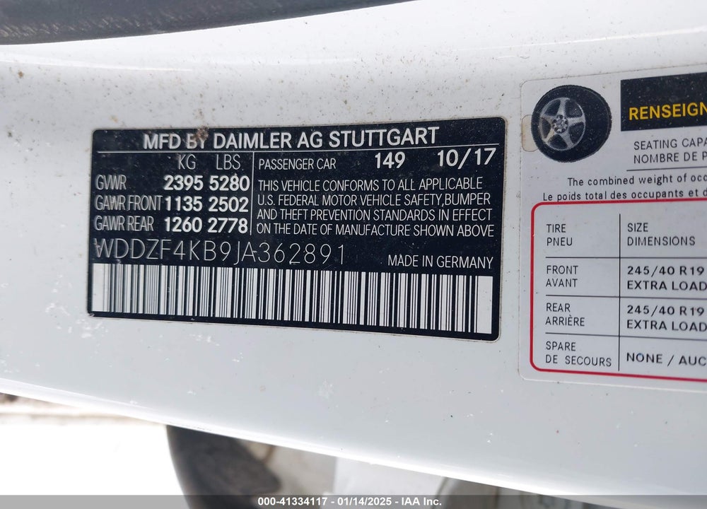 2018 MERCEDES-BENZ E 300 4MATIC VIN: WDDZF4KB9JA362891