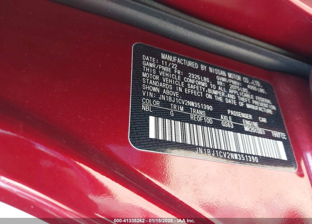 2022 NISSAN ROGUE SPORT VIN: JN1BJ1CV2NW351390