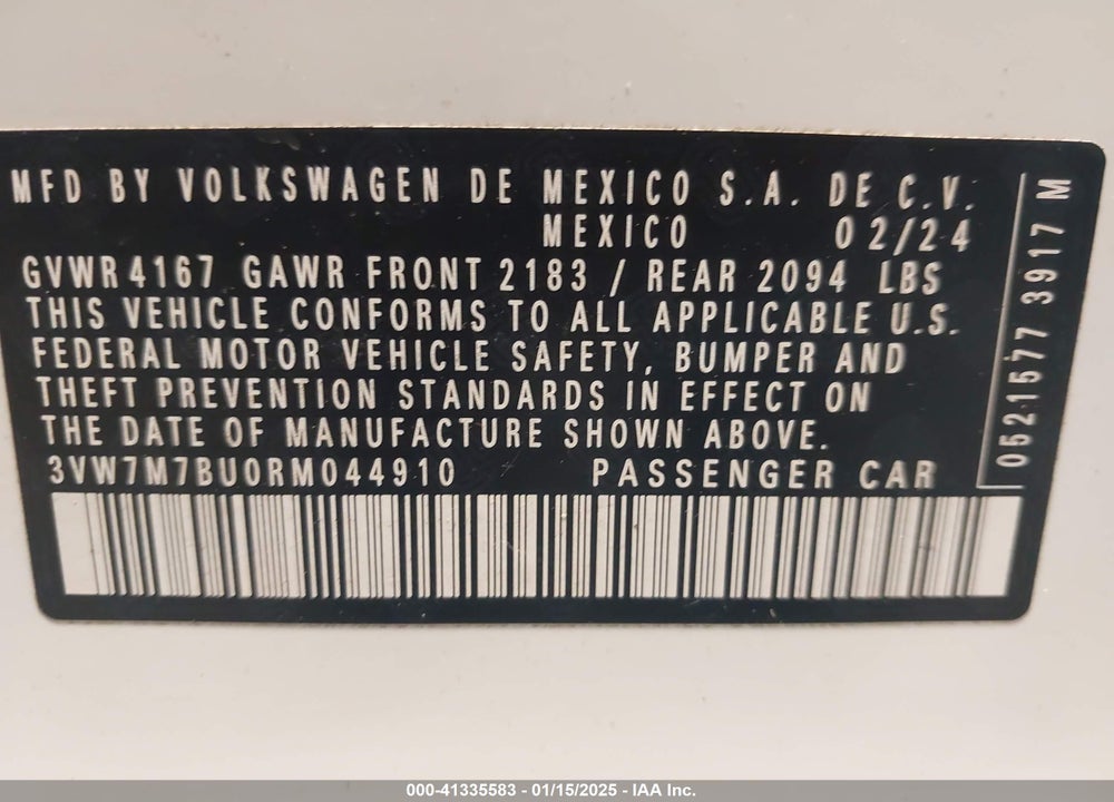 2024 VOLKSWAGEN JETTA 1.5T SE VIN: 3VW7M7BU0RM044910