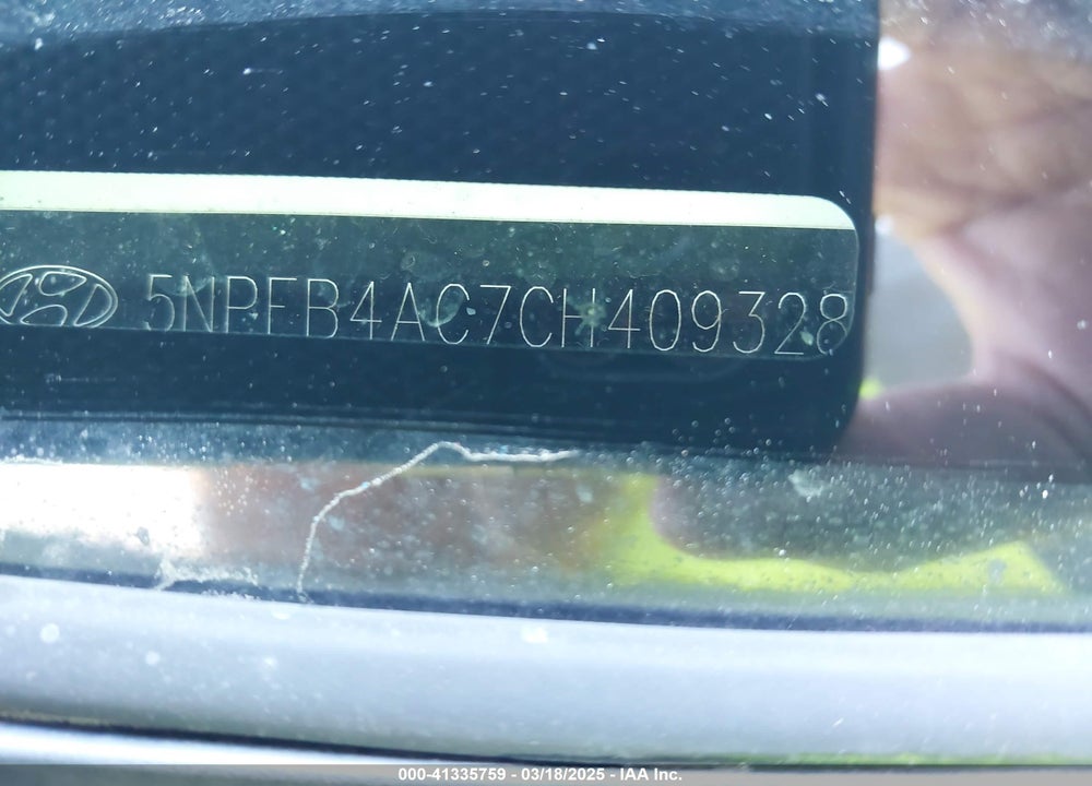 2012 HYUNDAI SONATA VIN: 5NPEB4AC7CH409328