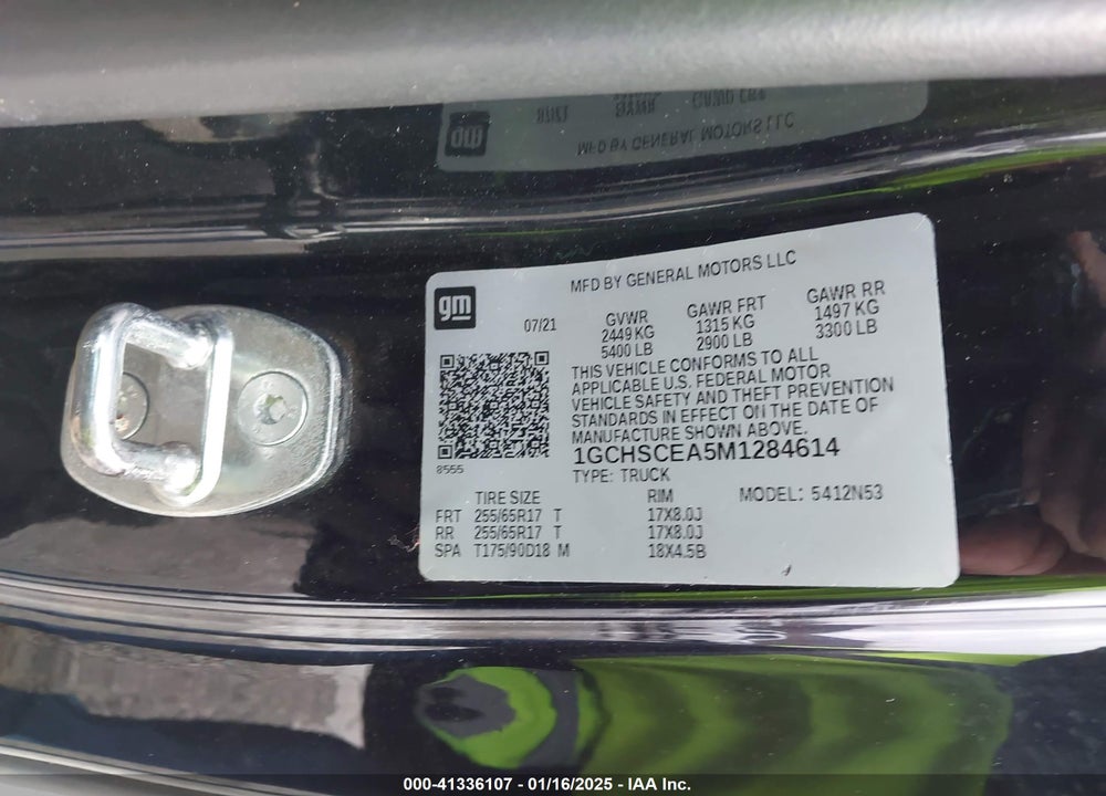 2021 CHEVROLET COLORADO VIN: 1GCHSCEA5M1284614