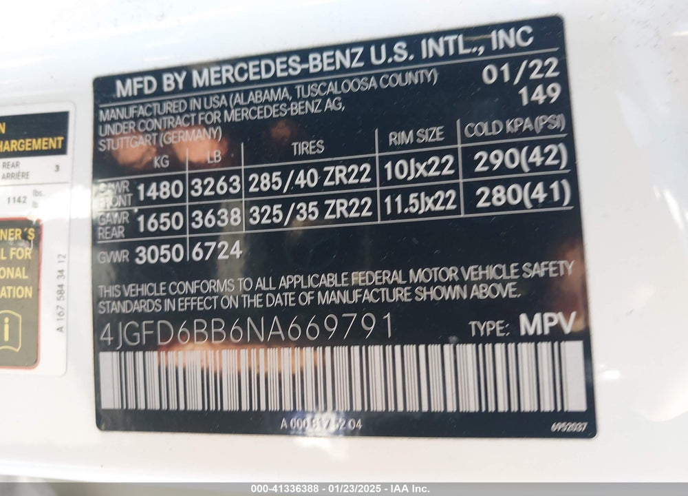 2022 MERCEDES-BENZ AMG GLE 53 COUPE VIN: 4JGFD6BB6NA669791