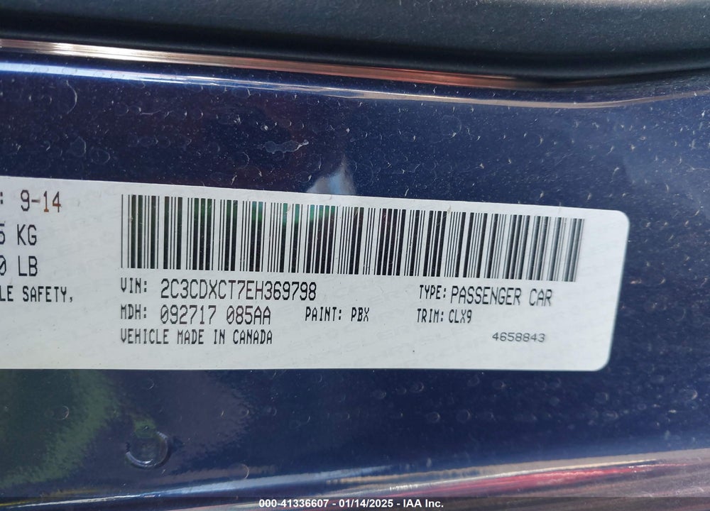 2014 DODGE CHARGER VIN: 2C3CDXCT7EH369798