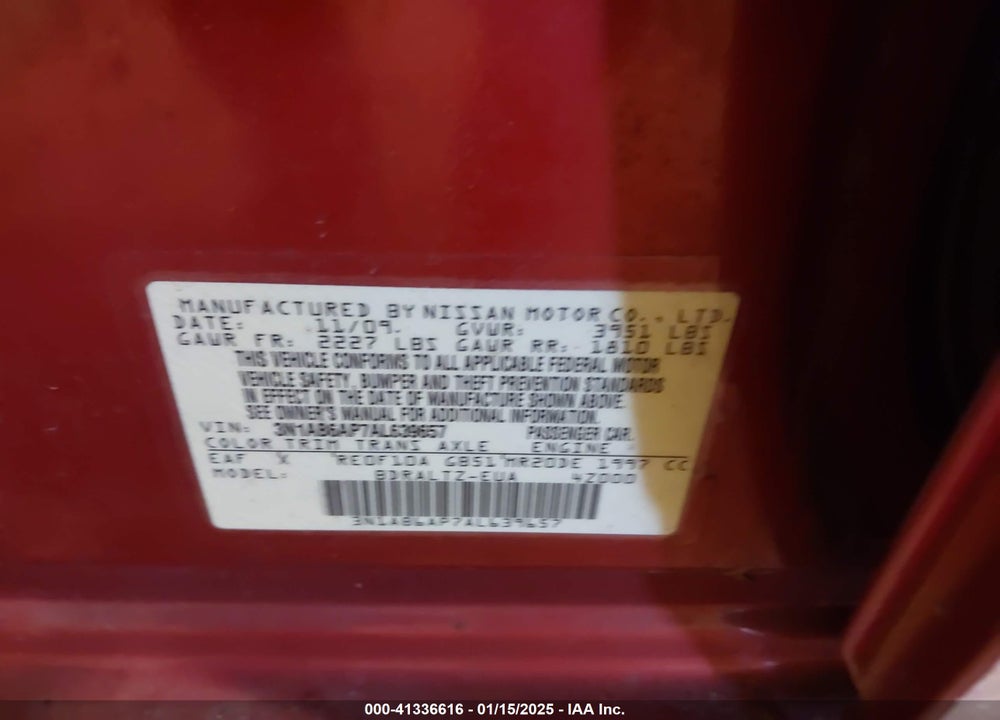 2010 NISSAN SENTRA 2.0SR VIN: 3N1AB6AP7AL639657