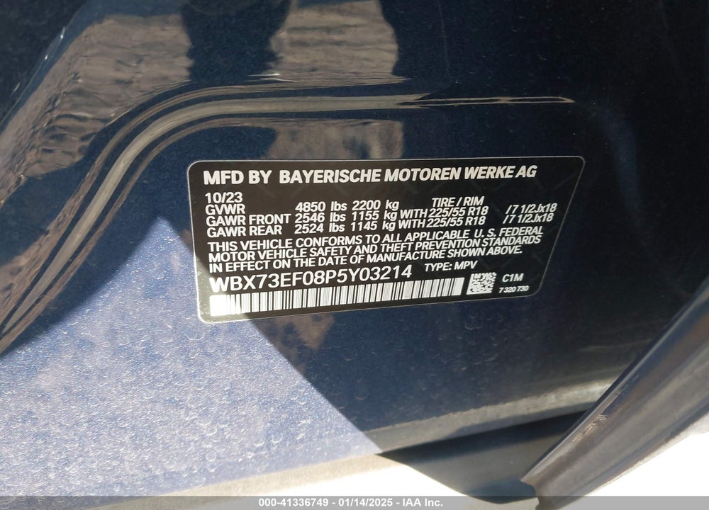2023 BMW X1 VIN: WBX73EF08P5Y03214