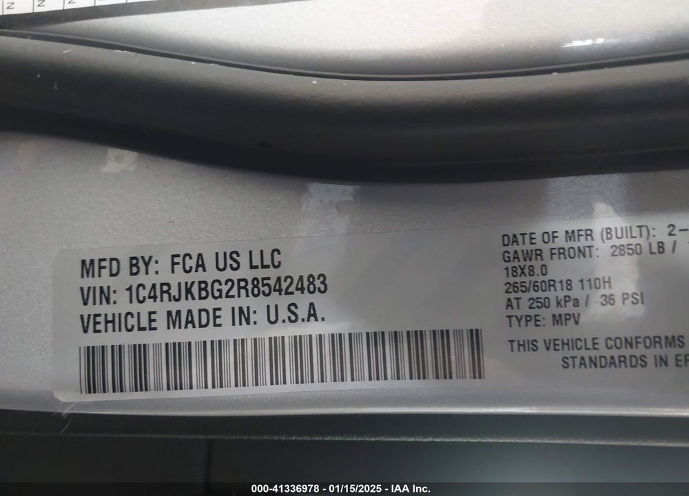 2024 JEEP GRAND CHEROKEE L LIMITED 4X4 VIN: 1C4RJKBG2R8542483
