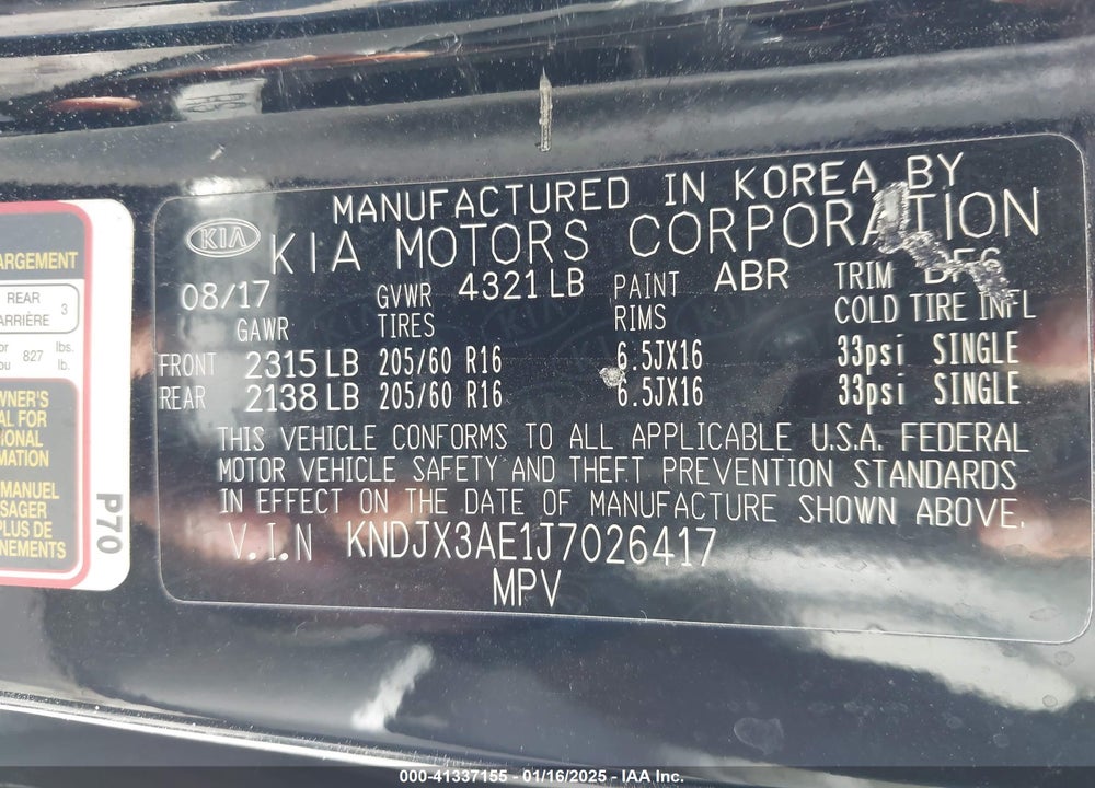 2018 KIA SOUL EV VIN: KNDJX3AE1J7026417