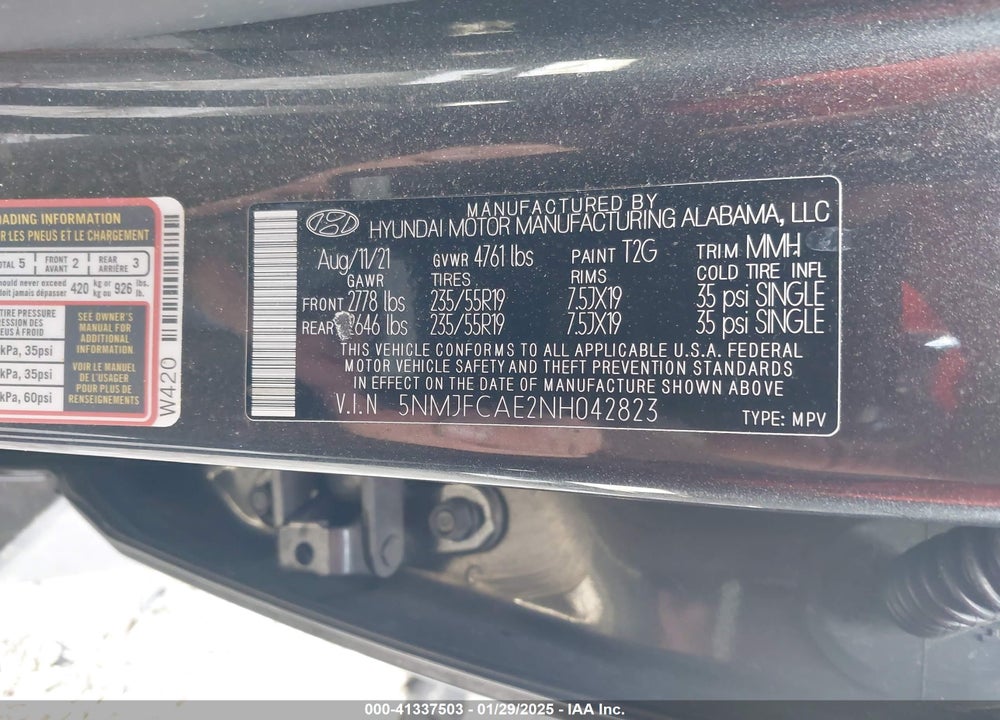 2022 HYUNDAI TUCSON SEL VIN: 5NMJFCAE2NH042823