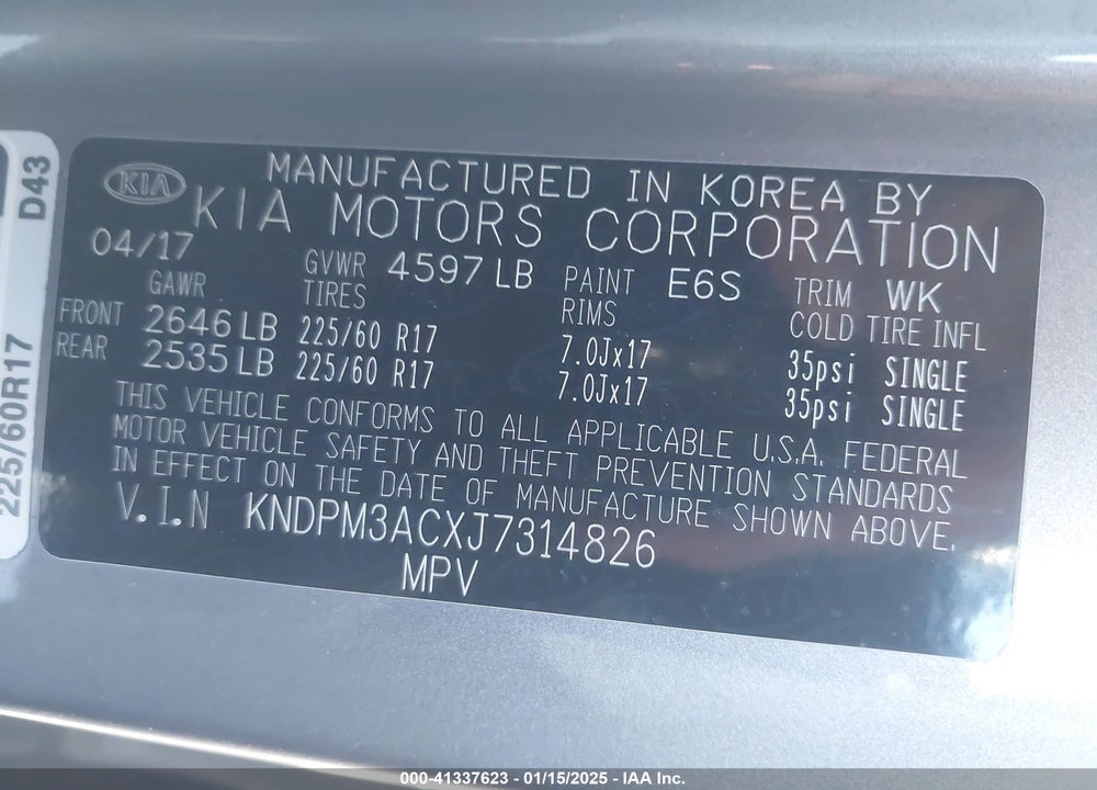 2018 KIA SPORTAGE LX VIN: KNDPM3ACXJ7314826