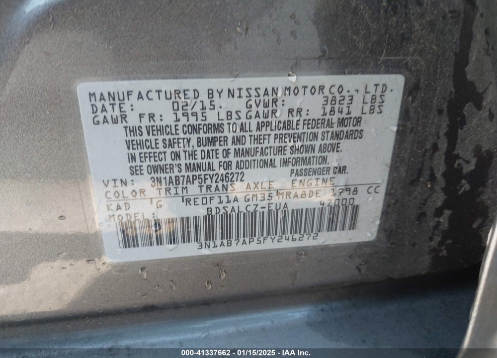 2015 NISSAN SENTRA VIN: 3N1AB7AP5FY246272