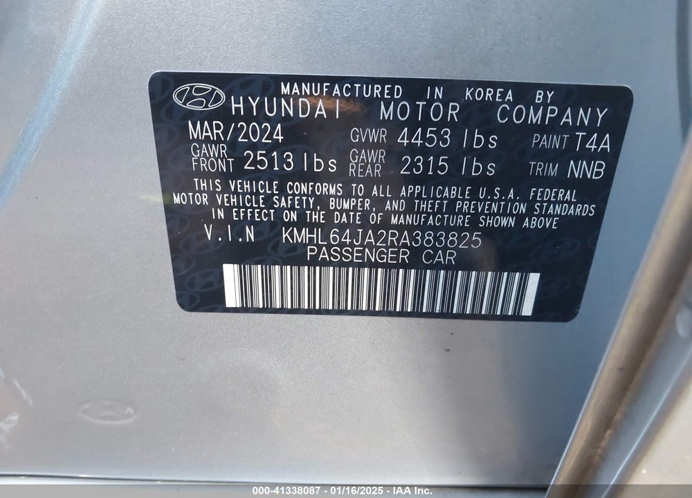 2024 HYUNDAI SONATA SEL VIN: KMHL64JA2RA383825