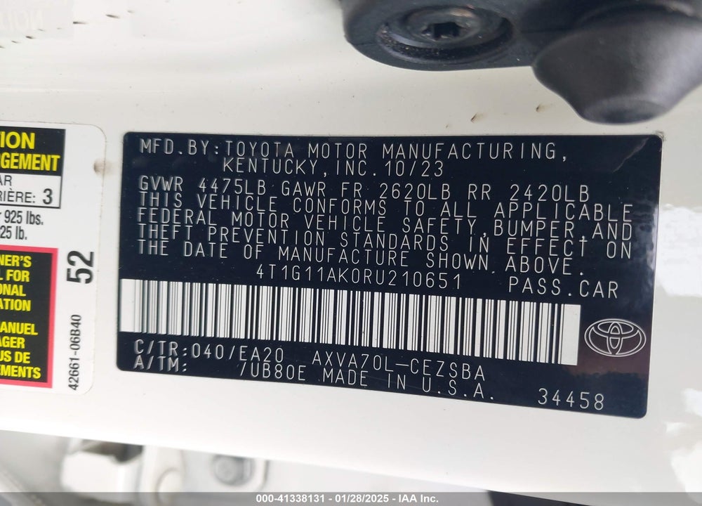 2024 TOYOTA CAMRY SE VIN: 4T1G11AK0RU210651