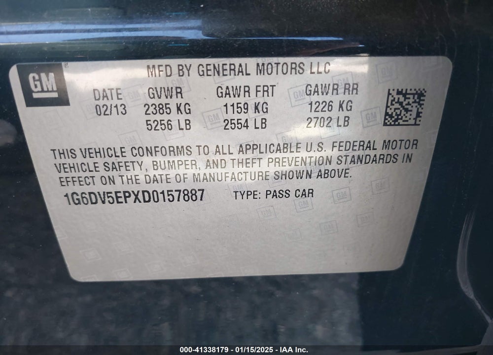 2013 CADILLAC CTS-V VIN: 1G6DV5EPXD0157887