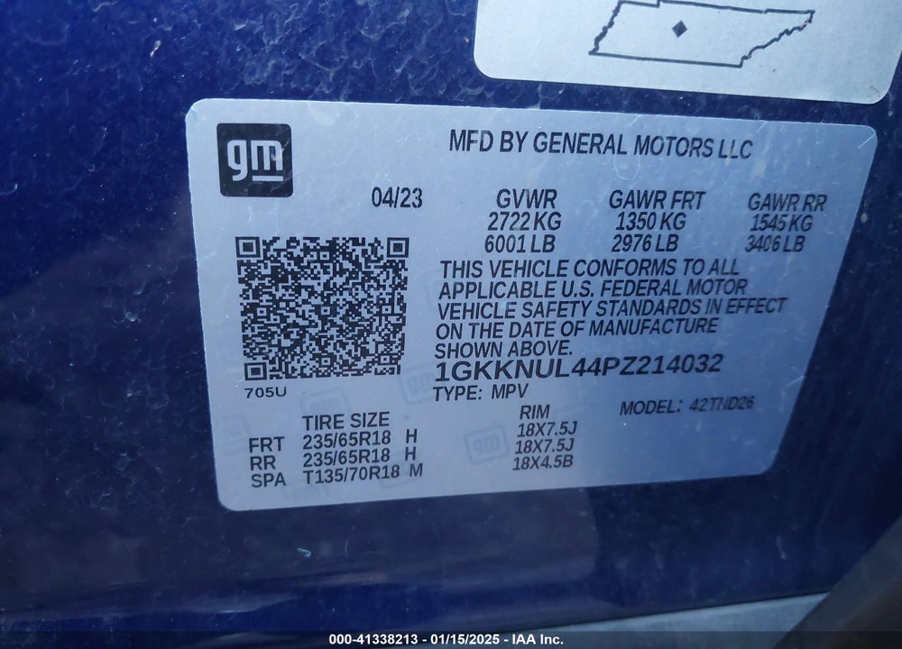 2023 GMC ACADIA AWD SLT VIN: 1GKKNUL44PZ214032