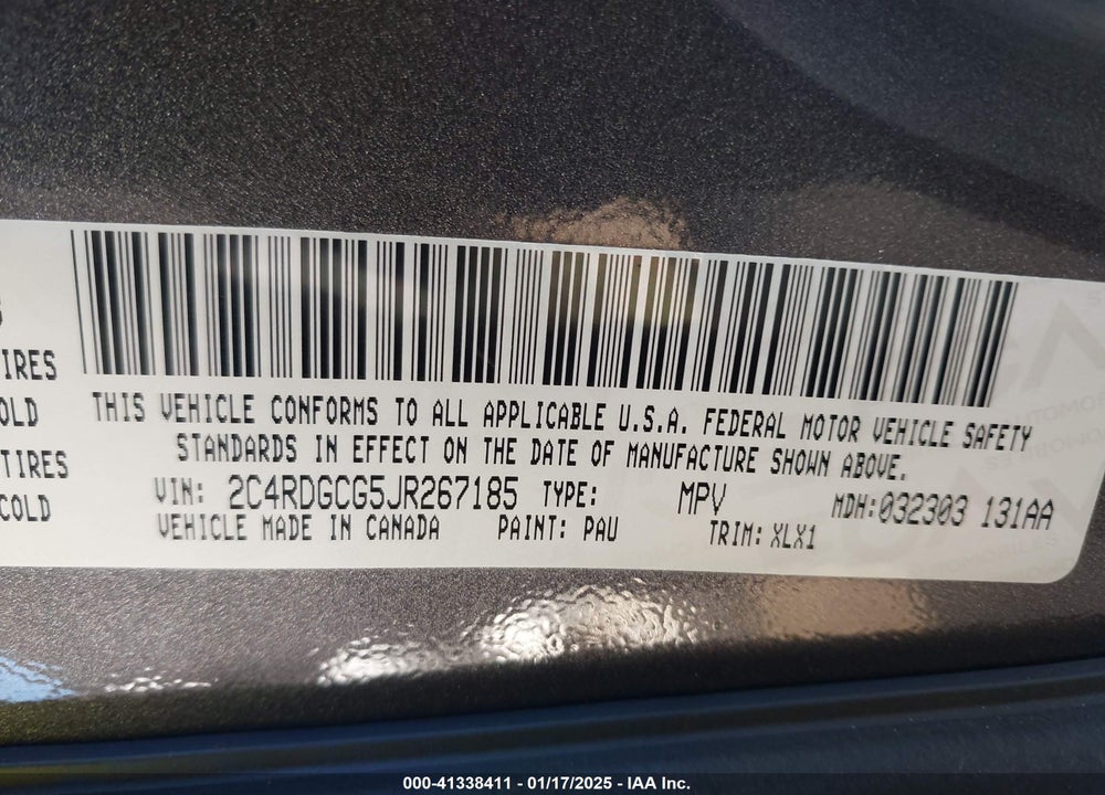 2018 DODGE GRAND CARAVAN SXT VIN: 2C4RDGCG5JR267185