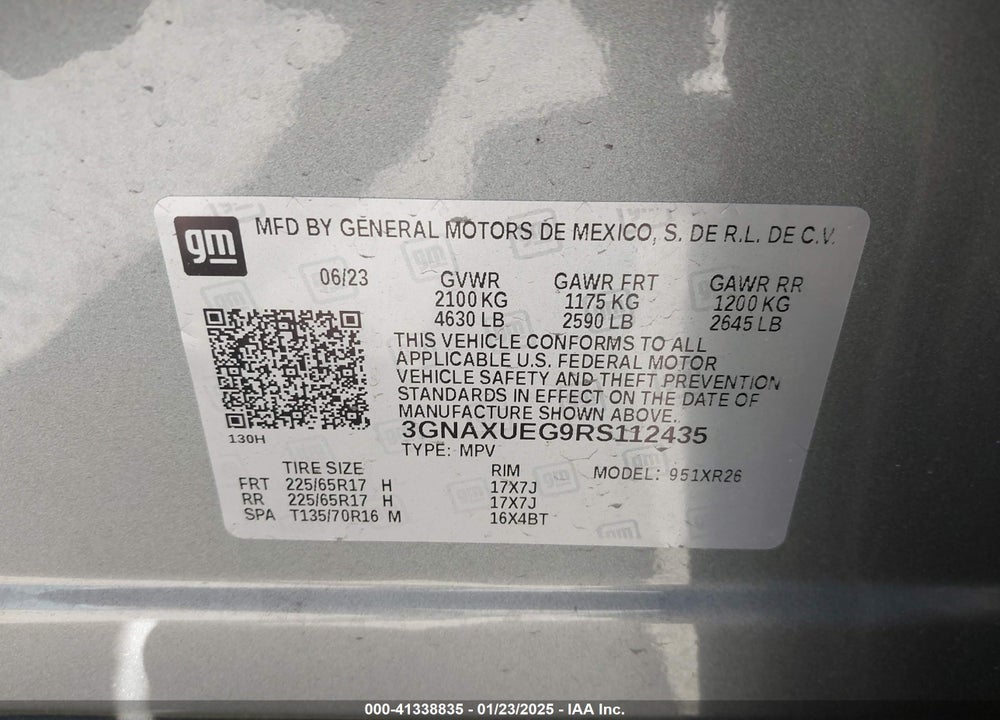2024 CHEVROLET EQUINOX AWD LT VIN: 3GNAXUEG9RS112435