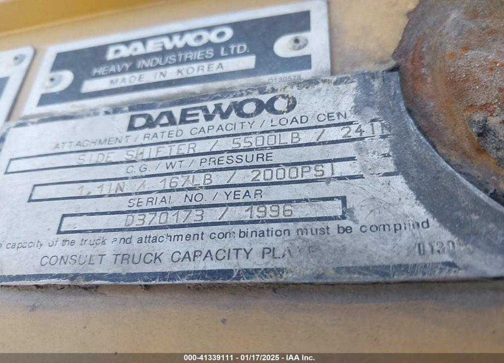 1996 DAEWOO FORKLIFT VIN: 1205147