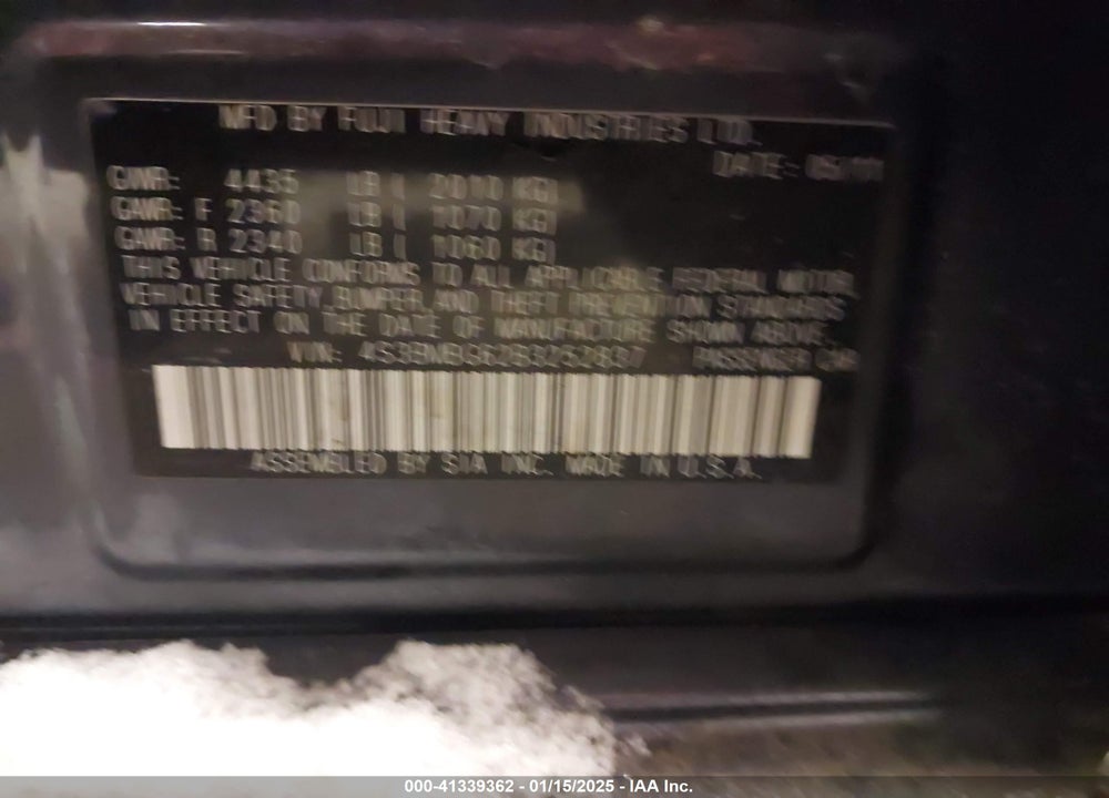 2011 SUBARU LEGACY 2.5I PREMIUM VIN: 4S3BMBG62B3252837