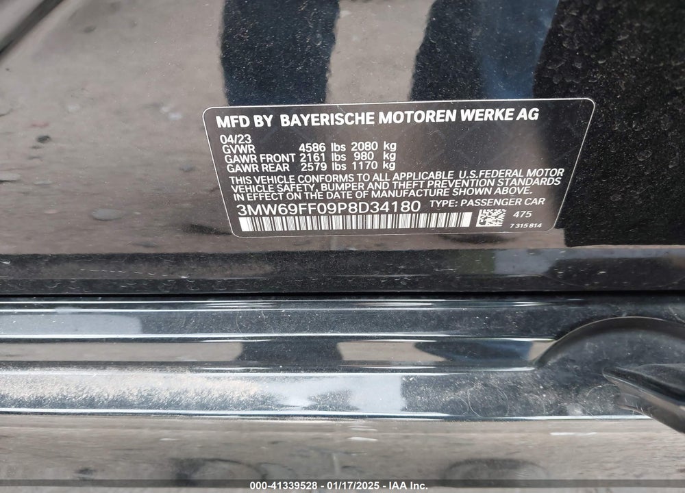2023 BMW 330I VIN: 3MW69FF09P8D34180