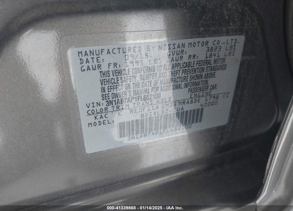 2015 NISSAN SENTRA VIN: 3N1AB7AP1FL682100