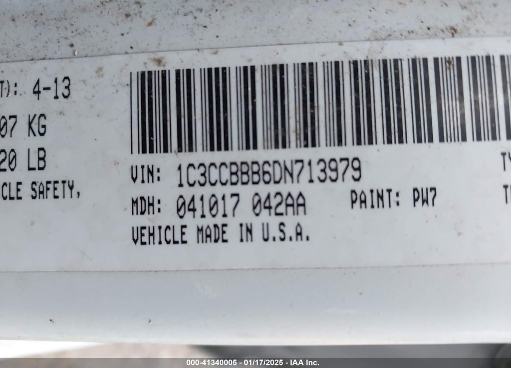 2013 CHRYSLER 200 VIN: 1C3CCBBB6DN713979