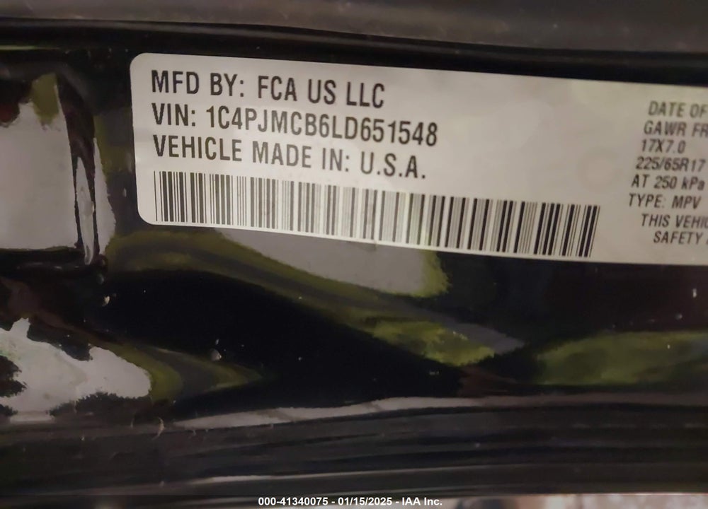 2020 JEEP CHEROKEE LATITUDE 4X4 VIN: 1C4PJMCB6LD651548