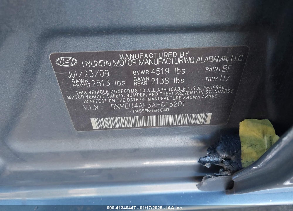 2010 HYUNDAI SONATA LIMITED VIN: 5NPEU4AF3AH615201