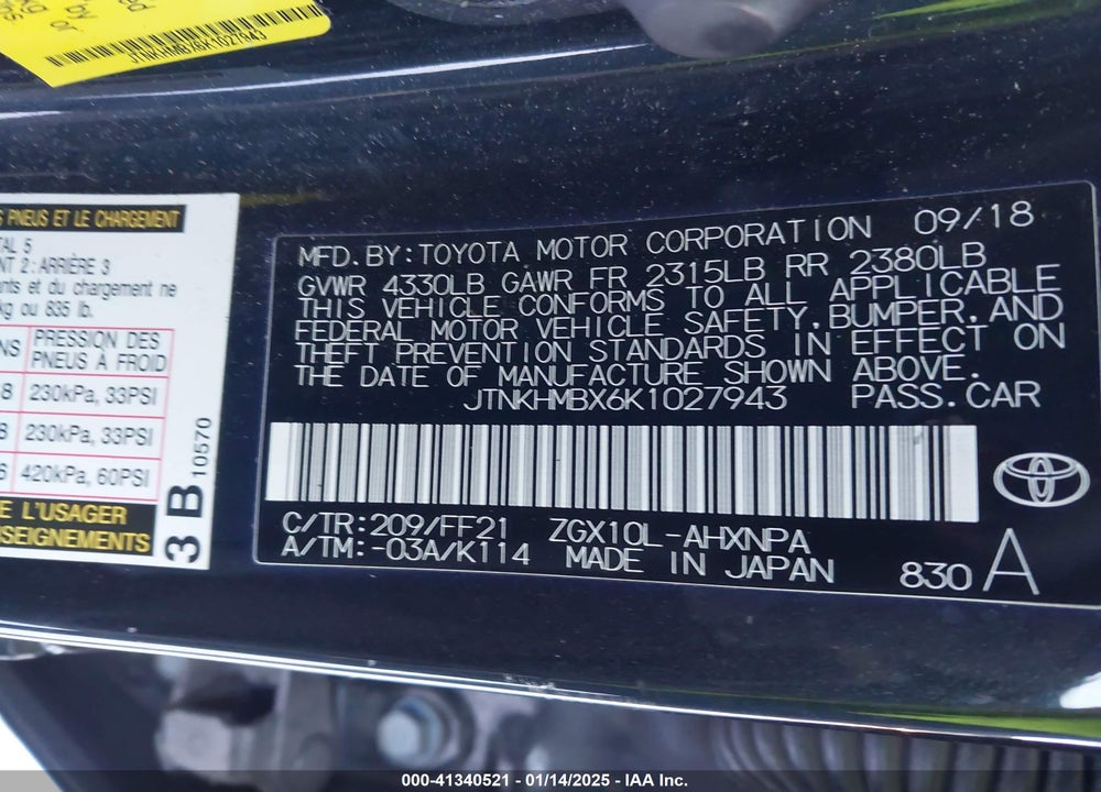 2019 TOYOTA C-HR XLE VIN: JTNKHMBX6K1027943