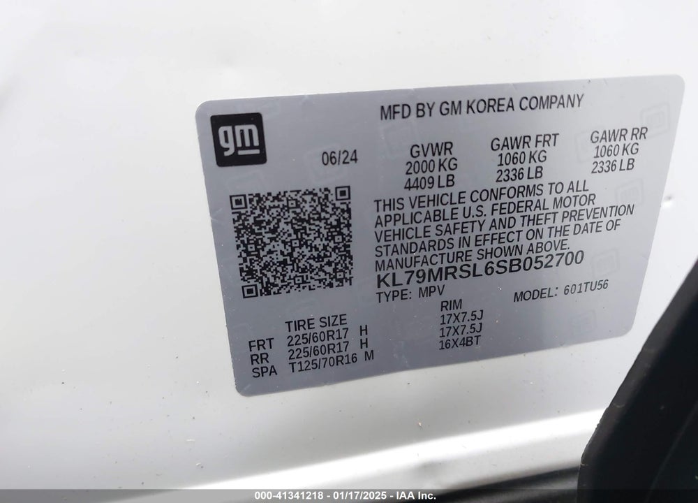 2025 CHEVROLET TRAILBLAZER AWD LT VIN: KL79MRSL6SB052700