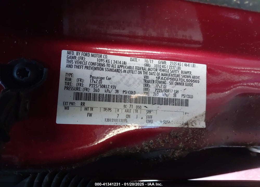 2013 FORD C-MAX HYBRID VIN: 1FADP5BU7DL509569