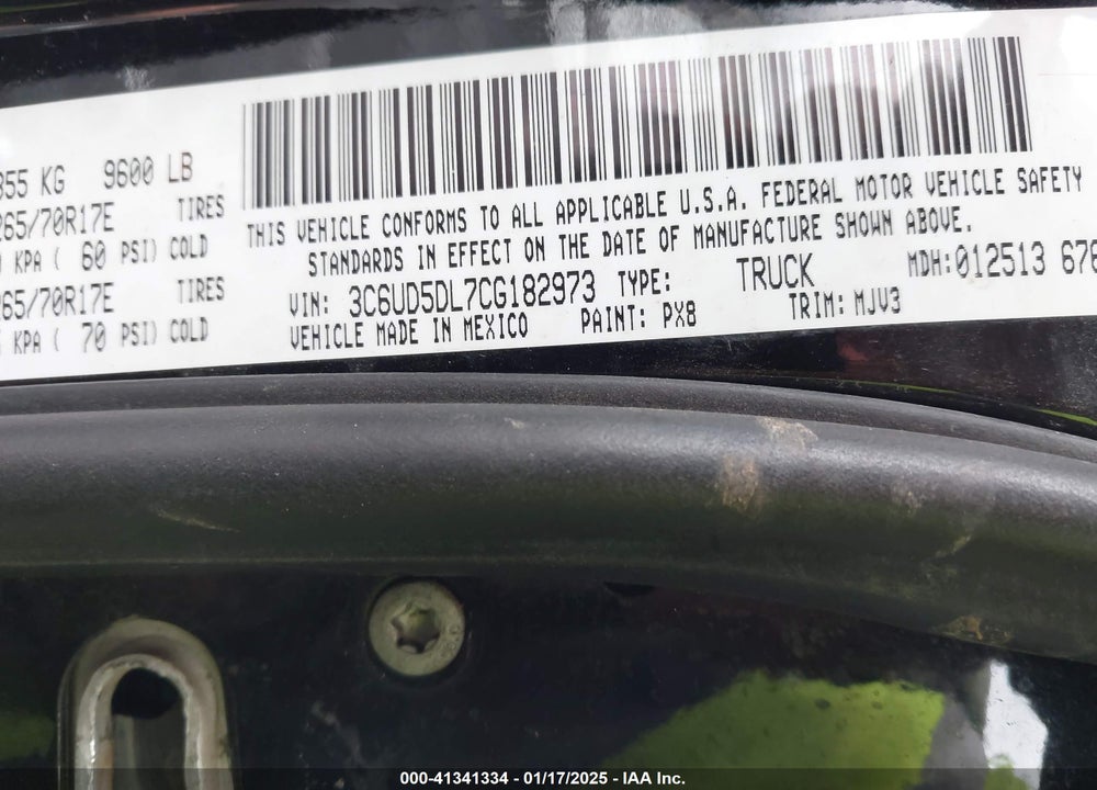 2012 RAM 2500 VIN: 3C6UD5DL7CG182973