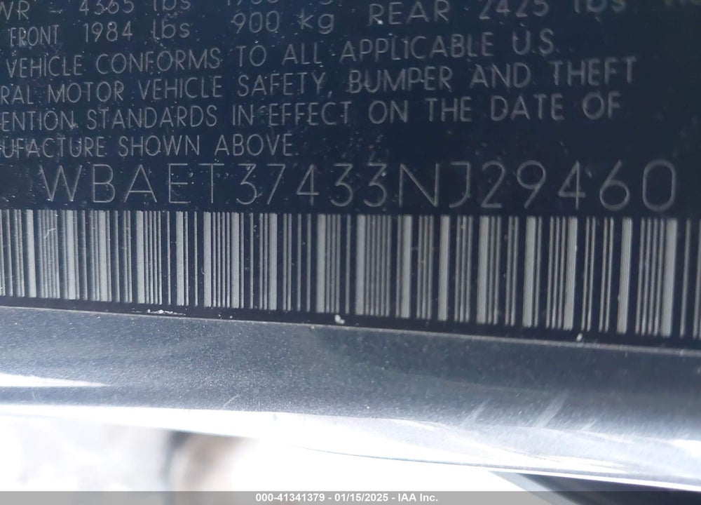 2003 BMW 325I VIN: WBAET37433NJ29460